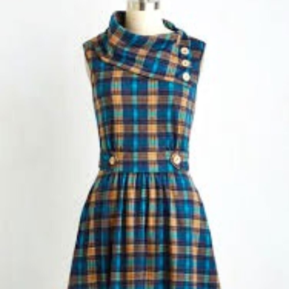 Modcloth "Coach Tour" Plaid Dress